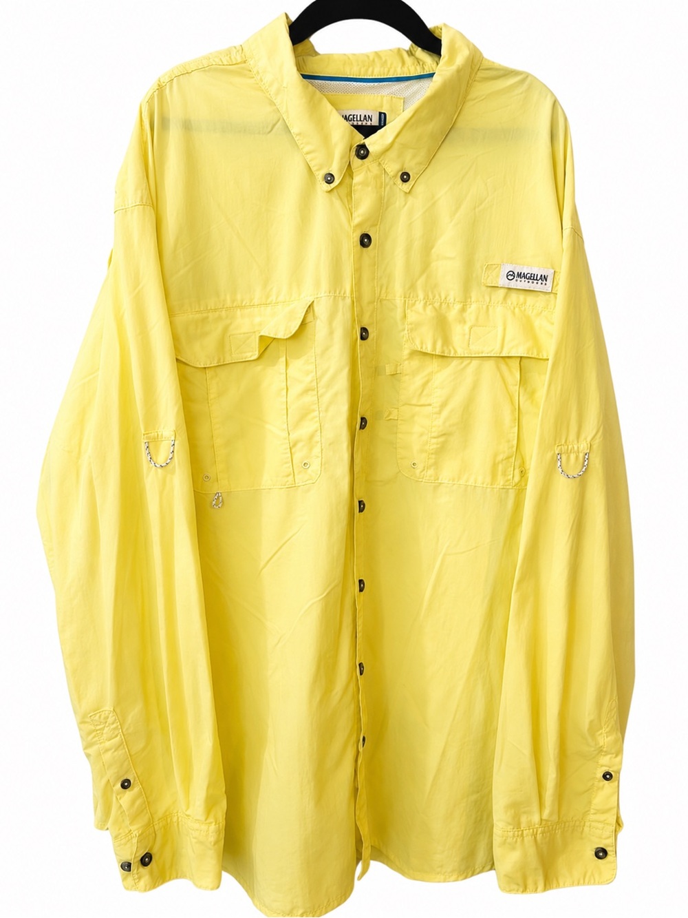 Magellan Outdoors Men's Yellow Button-Up Fishing Shirt 2XL